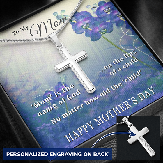 Mother's Day Gift-Lips of a Child-Orchids-Christian Cross Necklace
