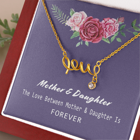 Mom-Daughter Love Script Necklace