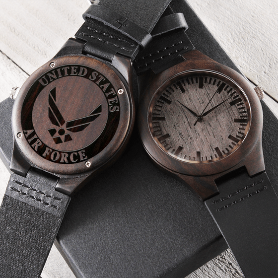 Engraved Wooden Watch - USAF US Air Force Man's Watch