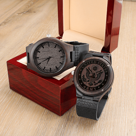 Engraved Wooden Watch - US Army Man's Watch