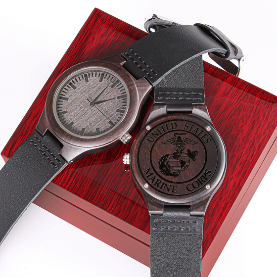 Engraved Wooden Watch - US Marines Man's Watch
