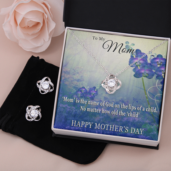 Mother's Day Gift-Lips of a Child-Blue Orchids-Love Knot Earring & Necklace Set