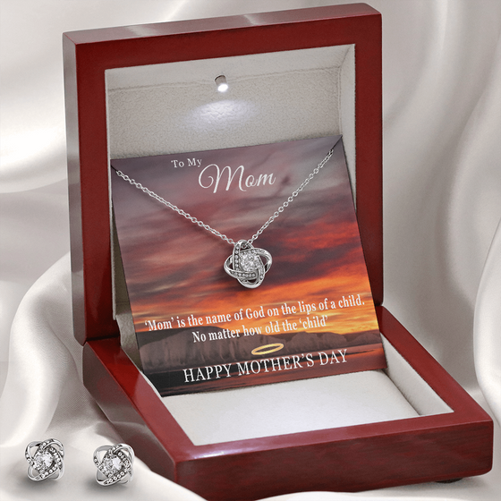 Mother's Day Gift-Lips of a Child-Sunset-Love Knot Necklace & Earring Set