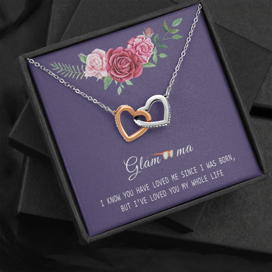 Glam-ma GrandDaughter Necklace Since I was Born -Two Hearts-Purple