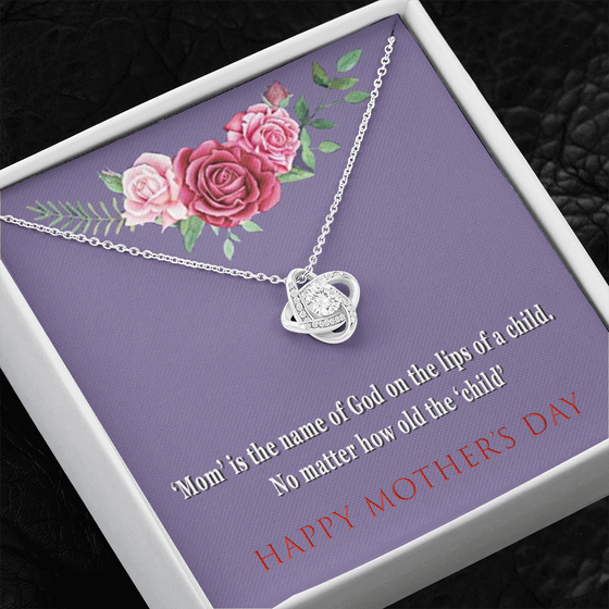 Mother's Day Gift-Lips of a Child-Red Roses-Love Knot Necklace