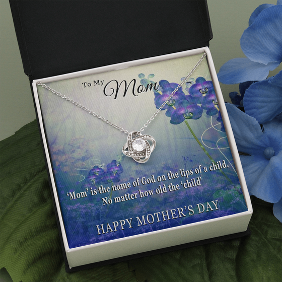 Mother's Day Gift-Lips of a Child-Blue Orchids-Love Knot Necklace
