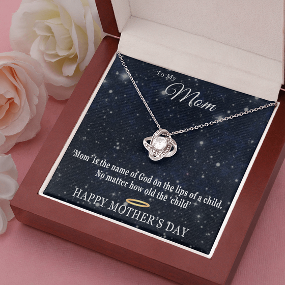 Mother's Day Gift-Lips of a Child-Dark Blue Sky-Love Knot Necklace