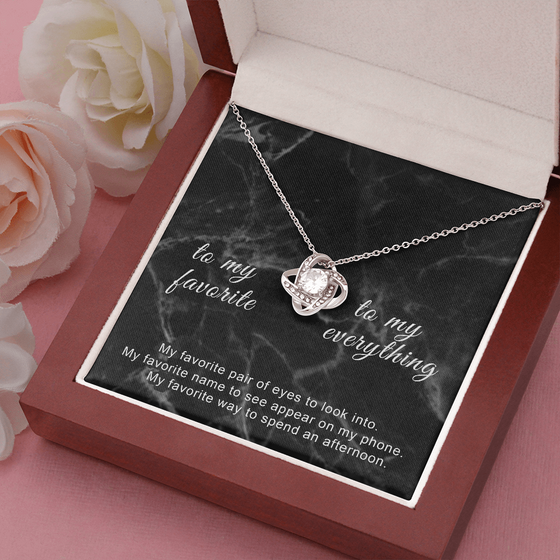 To My Favorite-To My Everything-Black Marble-Love Knot Necklace